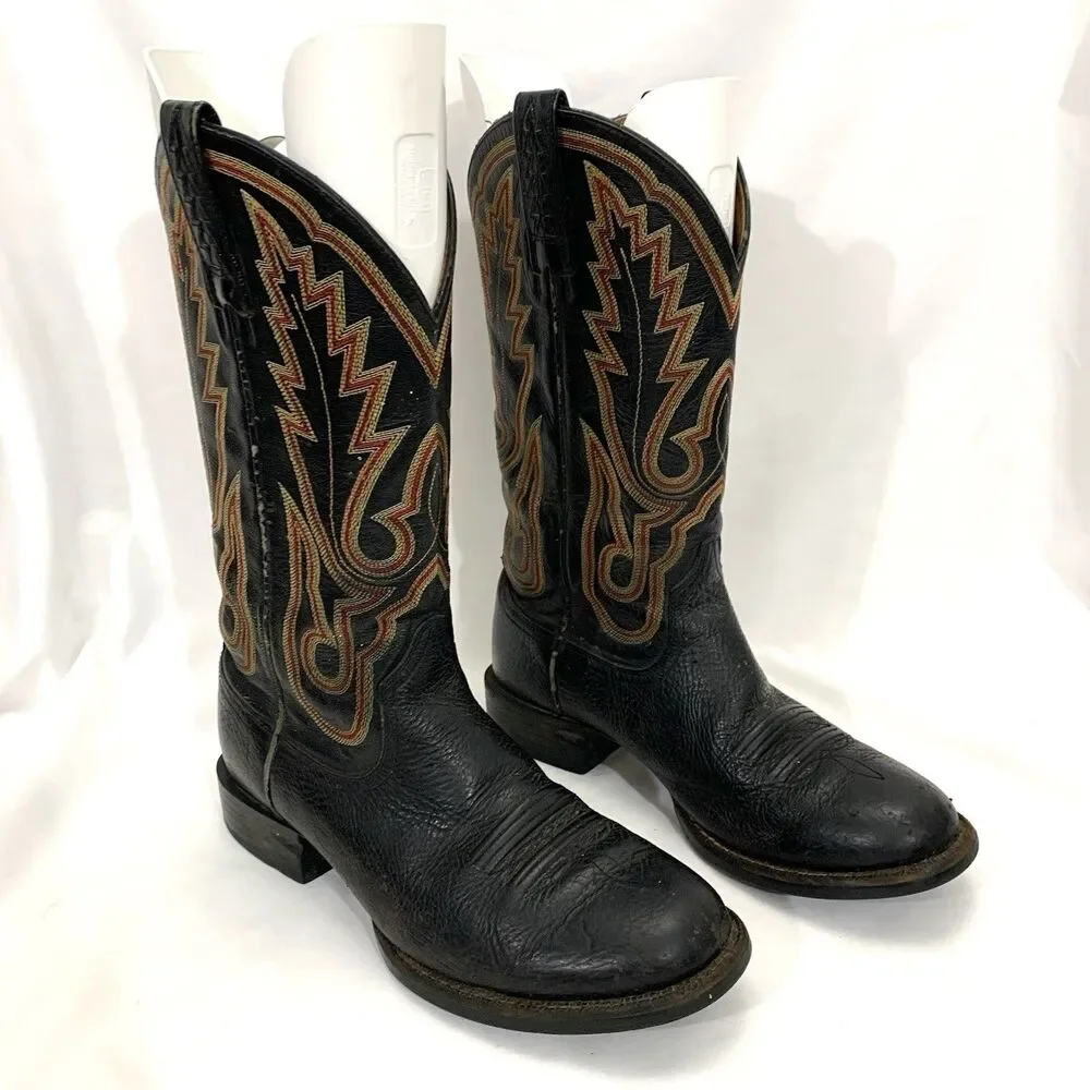 Ariat  38605 Black Leather Boots Red/Gold Stitching Men’s Size 7.5 D